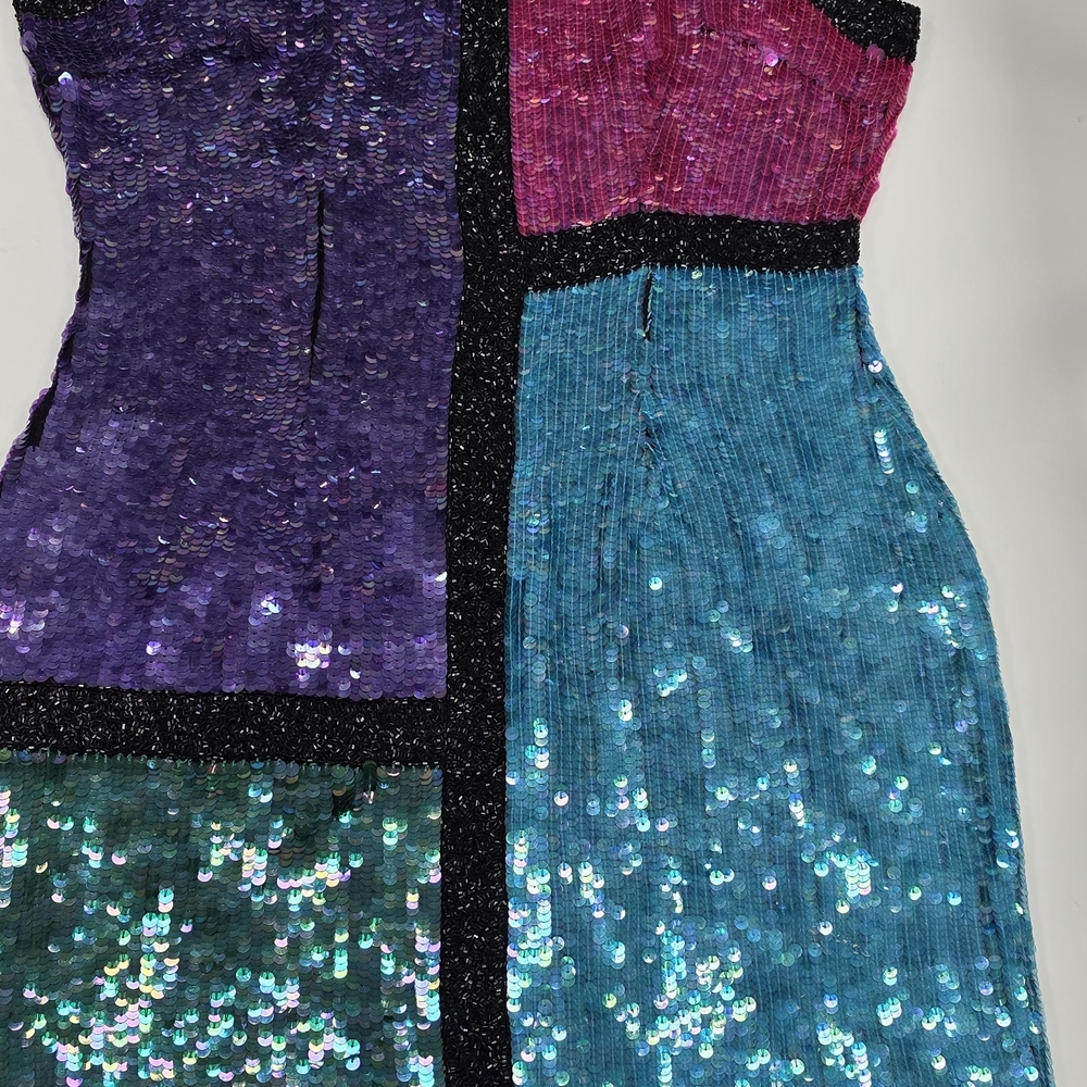 Vibrant Sequin Patchwork Mini Dress - image 4